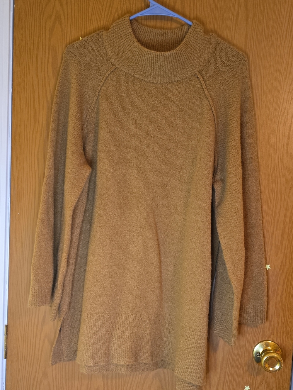 Calvin Klein Camel Ribbed Mock-Neck Sweater Tunic